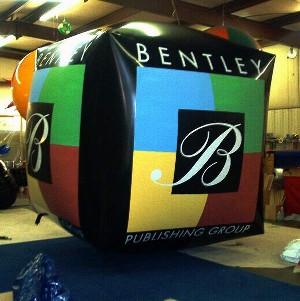 Custom Balloon - cube with artwork, many custom shapes available.