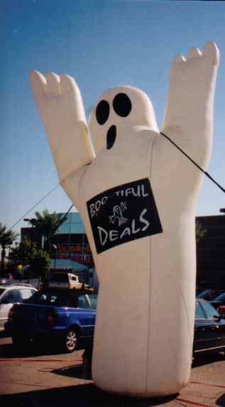 Ghost - 22' tall cold-air balloon. This inflatable is available for sale or rental. Very easy to install.