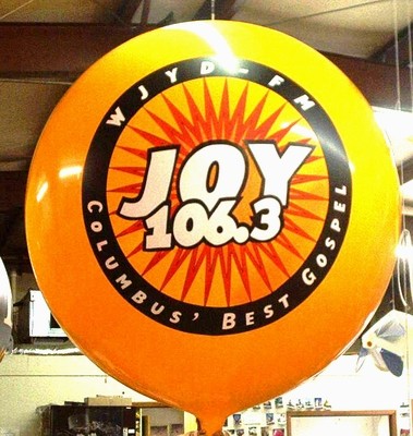 custom helium advertising balloon - Joy radio logo
