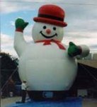 Rooftop Balloon - Snowman inflatables - 25ft. 2 ball giant Snowman balloons available for purchase and rent.